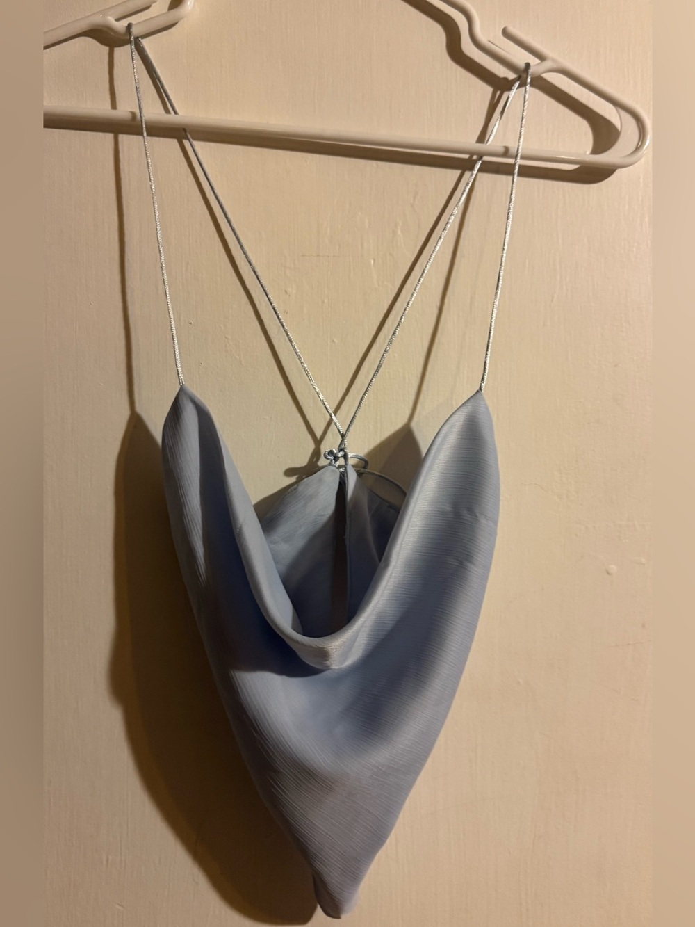 ✨ 3 for 18$✨ Light Blue Cowl Neck Spaghetti Strap Crop Top